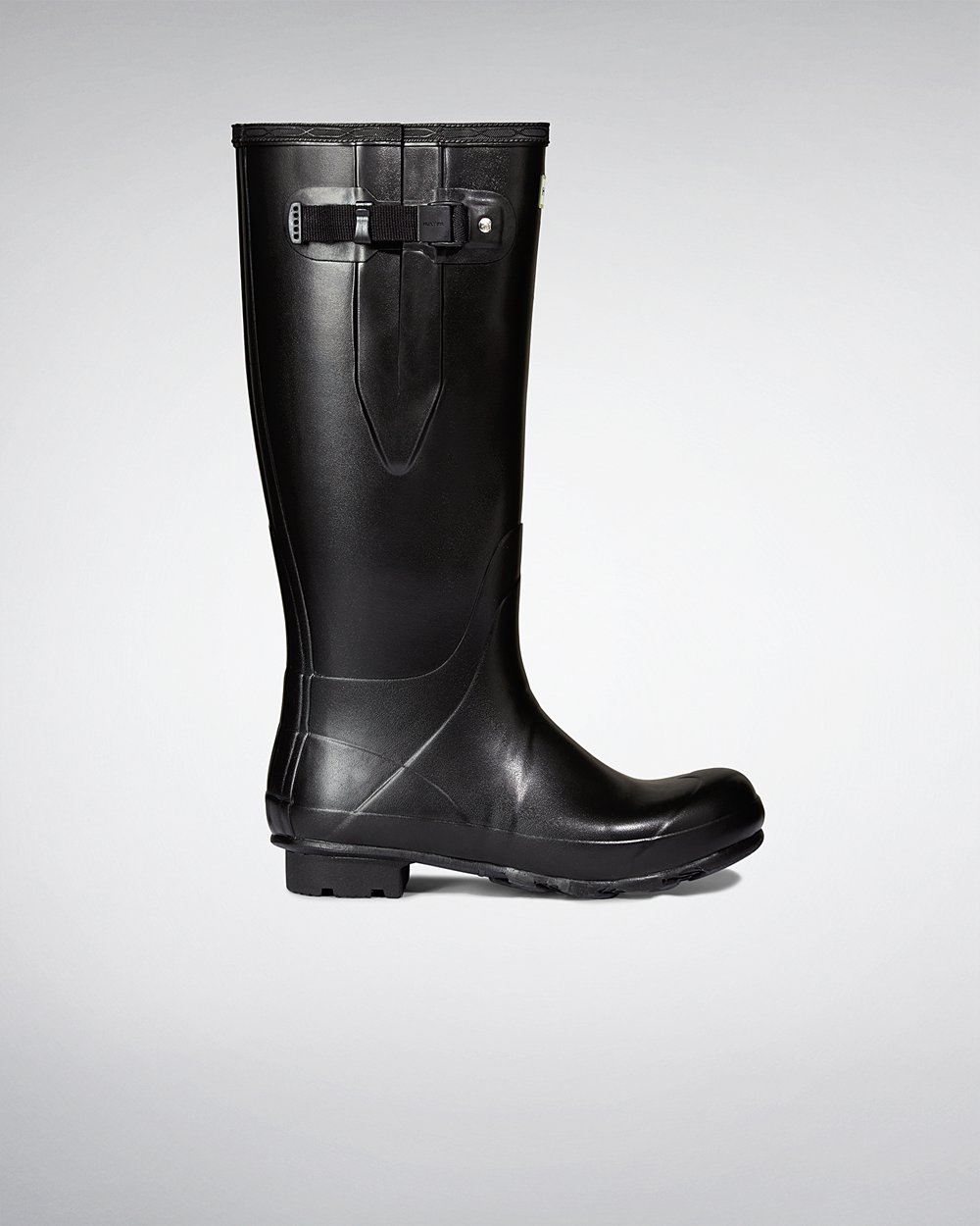 Mens Hunter Norris Field Side Adjustable Neoprene Lined - Tall Rain Boots Black - 9672-KZCNH